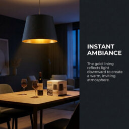 Black Fabric Drum Ceiling Lamp Shade 30Cm With Gold Inner Easy Fit Modern Pendant Light Shade - thumbnail 8