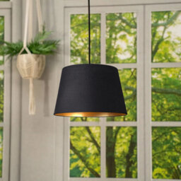 Black Fabric Drum Ceiling Lamp Shade 30Cm With Gold Inner Easy Fit Modern Pendant Light Shade - thumbnail 4