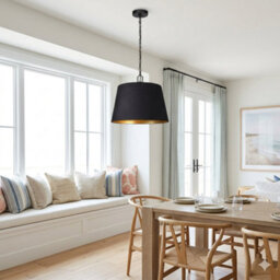 Black Fabric Drum Ceiling Lamp Shade 30Cm With Gold Inner Easy Fit Modern Pendant Light Shade - thumbnail 9