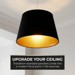 Black Fabric Drum Ceiling Lamp Shade 30Cm With Gold Inner Easy Fit Modern Pendant Light Shade - thumbnail 5