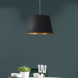 Black Fabric Drum Ceiling Lamp Shade 30Cm With Gold Inner Easy Fit Modern Pendant Light Shade - thumbnail 2