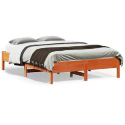 Berkfield Bed Frame Without Mattress Wax Brown 140X190 Cm Solid Wood Pine - thumbnail 1