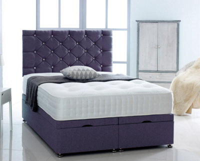 Comfy Deluxe 2Ft6 Small Single Purple Chenille   Foot Lift Ottoman Bed With Headboard & Mattress - image 1