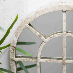 Annibells Distressed White & Cream Metal Arched Mirror (10291) - thumbnail 2