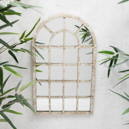 Annibells Distressed White & Cream Metal Arched Mirror (10291) - thumbnail 1