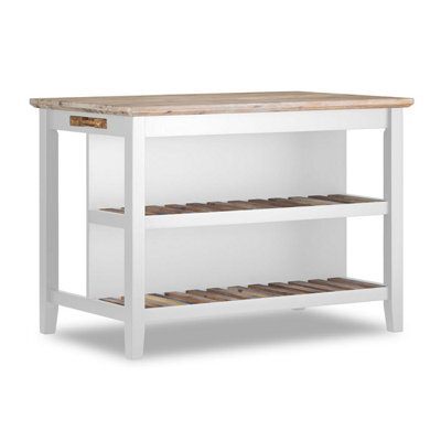 Statement Furniture Florence White Breakfast Bar Kitchen Island With Shelves - image 1