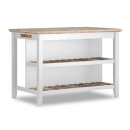 Statement Furniture Florence White Breakfast Bar Kitchen Island With Shelves - thumbnail 1