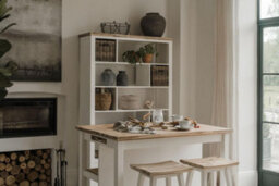 Statement Furniture Florence White Breakfast Bar Kitchen Island With Shelves - thumbnail 9