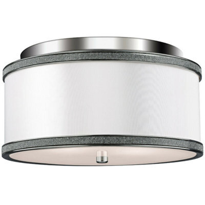 Elegant 2 Bulb Flush Mount Light With Polished Nickel Finish For Low Ceilings