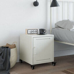 Berkfield Bedside Cabinet White 36X39X43.5 Cm Steel - thumbnail 3