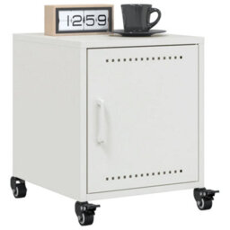 Berkfield Bedside Cabinet White 36X39X43.5 Cm Steel - thumbnail 4