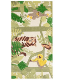Wyld And Coco Jungle Print Area Rug 80 X 150 Cm - Low Pile Kids Playroom Rug, Anti-Slip Rectangular Mat - thumbnail 1