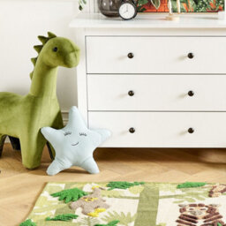 Wyld And Coco Jungle Print Area Rug 80 X 150 Cm - Low Pile Kids Playroom Rug, Anti-Slip Rectangular Mat - thumbnail 2