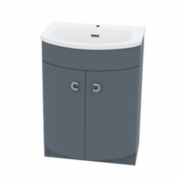 Nes Home 600mm Freestanding Modern Grey Gloss Basin Vanity Storage Unit - thumbnail 5