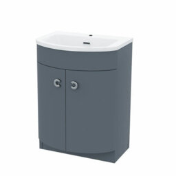 Nes Home 600mm Freestanding Modern Grey Gloss Basin Vanity Storage Unit - thumbnail 4