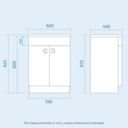 Nes Home 600mm Freestanding Modern Grey Gloss Basin Vanity Storage Unit - thumbnail 7