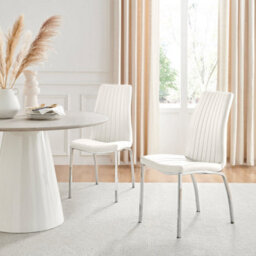 Furniturebox Set Of 2 Dining Chairs - Isco Modern Dining Chairs - White Faux Leather Chrome Leg Dining Chairs - Kitchen Dining Room Chairs - thumbnail 8