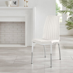 Furniturebox Set Of 2 Dining Chairs - Isco Modern Dining Chairs - White Faux Leather Chrome Leg Dining Chairs - Kitchen Dining Room Chairs - thumbnail 5