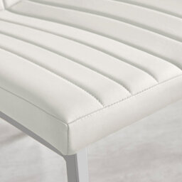 Furniturebox Set Of 2 Dining Chairs - Isco Modern Dining Chairs - White Faux Leather Chrome Leg Dining Chairs - Kitchen Dining Room Chairs - thumbnail 7