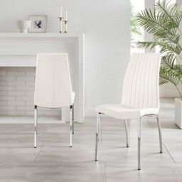 Furniturebox Set Of 2 Dining Chairs - Isco Modern Dining Chairs - White Faux Leather Chrome Leg Dining Chairs - Kitchen Dining Room Chairs - thumbnail 3