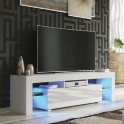 Tv Unit 160Cm Sideboard Cabinet Cupboard Tv Stand Living Room High Gloss Doors - White - thumbnail 2