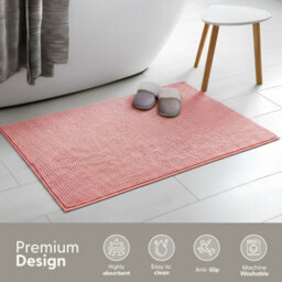 Keplin Non-Slip Microfiber Bath & Toilet Mat - 50Cm X 80Cm - Pink - thumbnail 3
