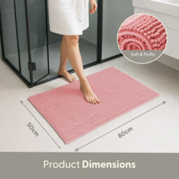 Keplin Non-Slip Microfiber Bath & Toilet Mat - 50Cm X 80Cm - Pink - thumbnail 2