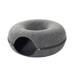 Living And Home Dark Gray Round Felt Cat Pet Tunnel Bed Cave Bed Donut 50Cm - thumbnail 3