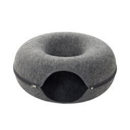 Living And Home Dark Gray Round Felt Cat Pet Tunnel Bed Cave Bed Donut 50Cm - thumbnail 2