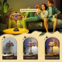 Wyld Haus Multicoloured Stained Glass Table Lamp With Zinc Alloy Base, 45Cm High, E27 Cap. - thumbnail 5