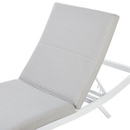 Beliani Set Of 2 Sun Loungers With Cushions Amelia Reclining Metal Light Grey - thumbnail 6