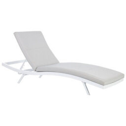 Beliani Set Of 2 Sun Loungers With Cushions Amelia Reclining Metal Light Grey - thumbnail 4