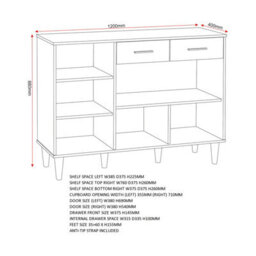 Seconique Tessa 3 Door 2 Drawer Sideboard - Natural Oak - thumbnail 9