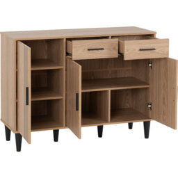 Seconique Tessa 3 Door 2 Drawer Sideboard - Natural Oak - thumbnail 3