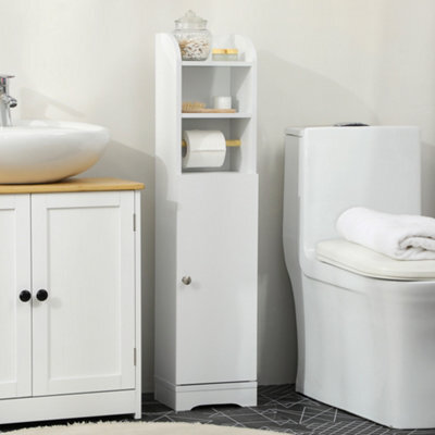 Kleankin Freestanding Bathroom Storage Unit With Adjustable Shelf, White - image 1