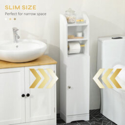 Kleankin Freestanding Bathroom Storage Unit With Adjustable Shelf, White - thumbnail 6