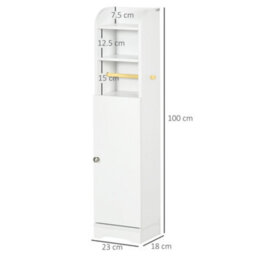 Kleankin Freestanding Bathroom Storage Unit With Adjustable Shelf, White - thumbnail 3