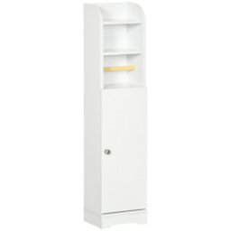 Kleankin Freestanding Bathroom Storage Unit With Adjustable Shelf, White - thumbnail 2