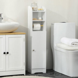 Kleankin Freestanding Bathroom Storage Unit With Adjustable Shelf, White