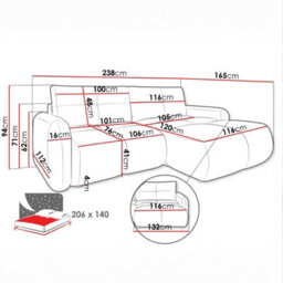 Sandy L Shaped Upholstered Corner Sofa Reversible Comfortable Pull Out Couch In Living Room White - thumbnail 6