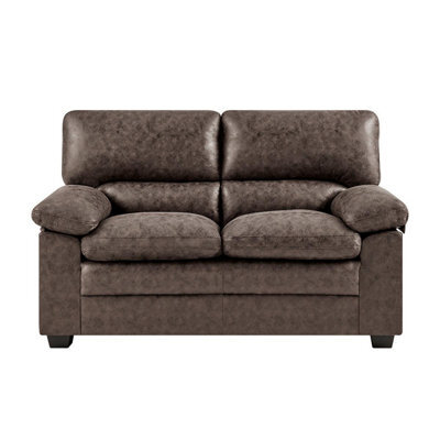 Bravich Oxford Chocolate Brown Faux Leather Sofa - 2 Seater - image 1