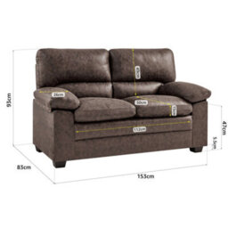 Bravich Oxford Chocolate Brown Faux Leather Sofa - 2 Seater - thumbnail 3