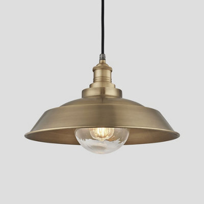 Industville Brooklyn Outdoor & Bathroom  Step Pendant, 16 Inch, Brass, Brass Holder, Glass Globe