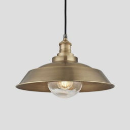 Industville Brooklyn Outdoor & Bathroom  Step Pendant, 16 Inch, Brass, Brass Holder, Glass Globe