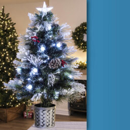 Christmas Tree World The 3Ft/90Cm Snowy Led Frosted Pine Fibre Optic Tree - thumbnail 2