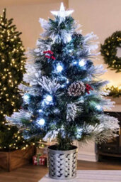 Christmas Tree World The 3Ft/90Cm Snowy Led Frosted Pine Fibre Optic Tree