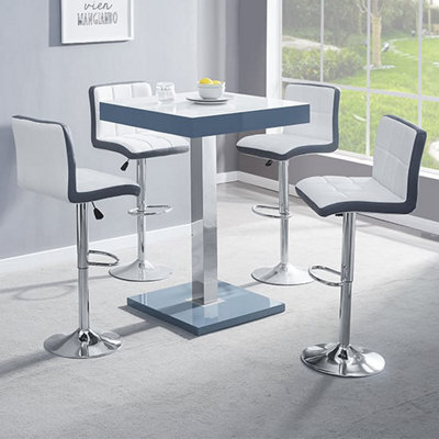 Furniture in Fashion Topaz Glass White Grey Bar Table 4 Copez White Grey Stools - image 1
