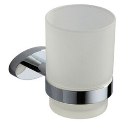 Plum&clay Tyrell Wall Mounted Chrome Toothbrush Holder With Glass Tumbler