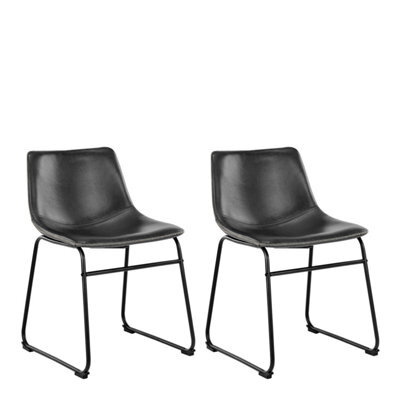 Furniture To Go I Oregon Dining Chair In Black With Cream Stitching Set Of 2 - image 1