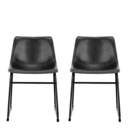 Furniture To Go I Oregon Dining Chair In Black With Cream Stitching Set Of 2 - thumbnail 2